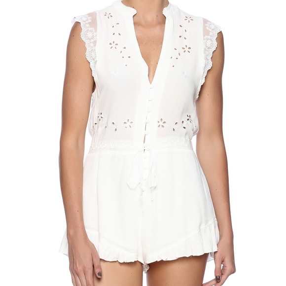Ecru Lab Pants - Ecru Lab Eyelet Lace White Romper
